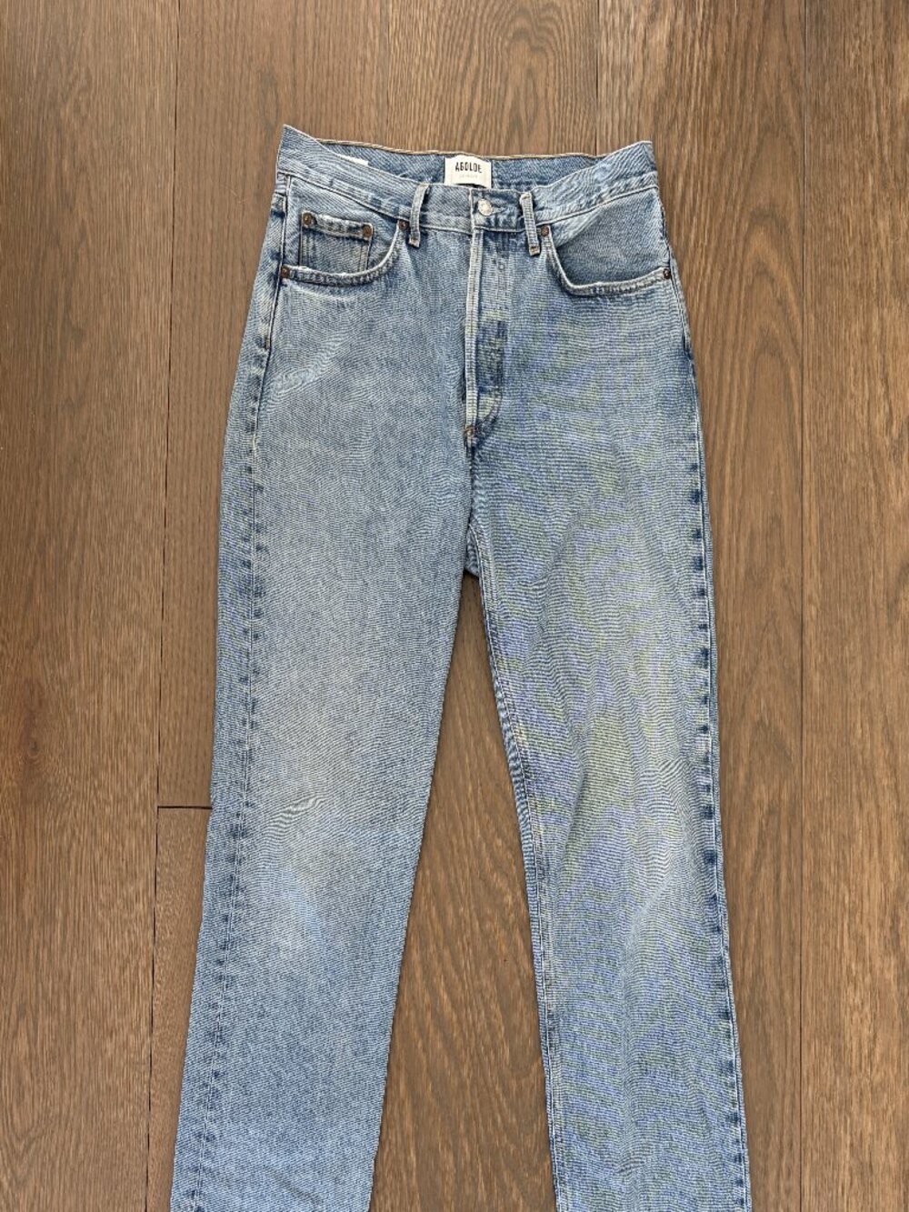 AGOLDE Straight Leg Jeans Light Wash Raw Hem Sz 28